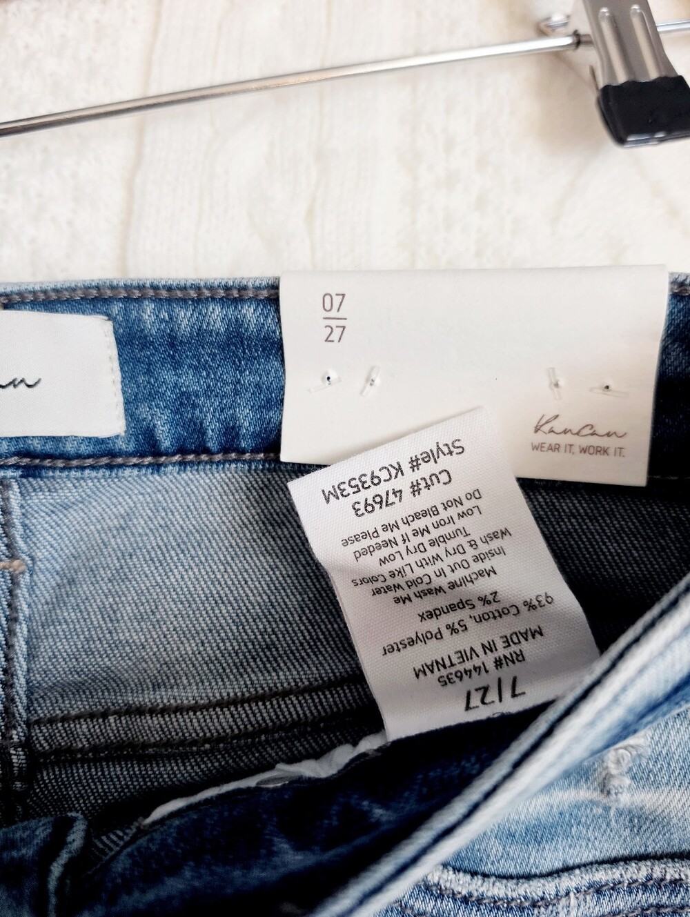 KanCan Mid Rise Medium Contrast Wash Flare Jeans Vintage Style Stretch 7/27 NEW - Picture 12 of 12